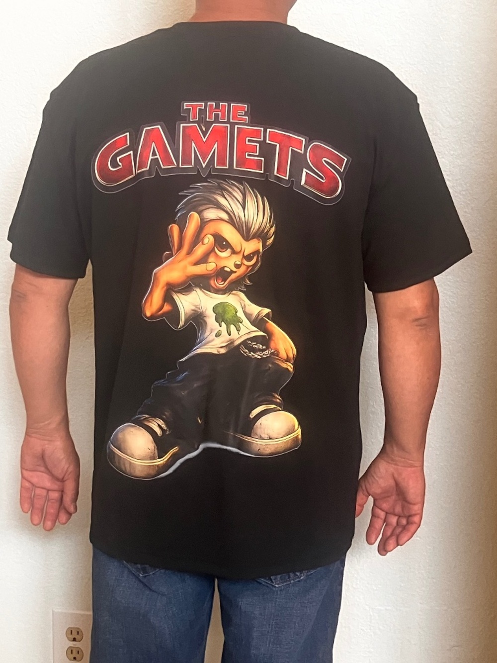 Gamets Black Graphic T-Shirt XL 90s Y2K Skater Unisex Cotton